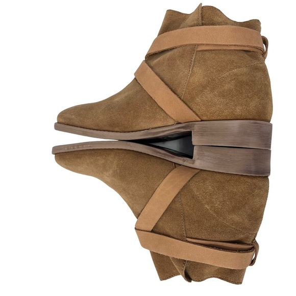 ASOS ALEX Tan Suede Slouch Ankle Boots Wrap Around Strap Buckle Detail Size 8 - Picture 3 of 15